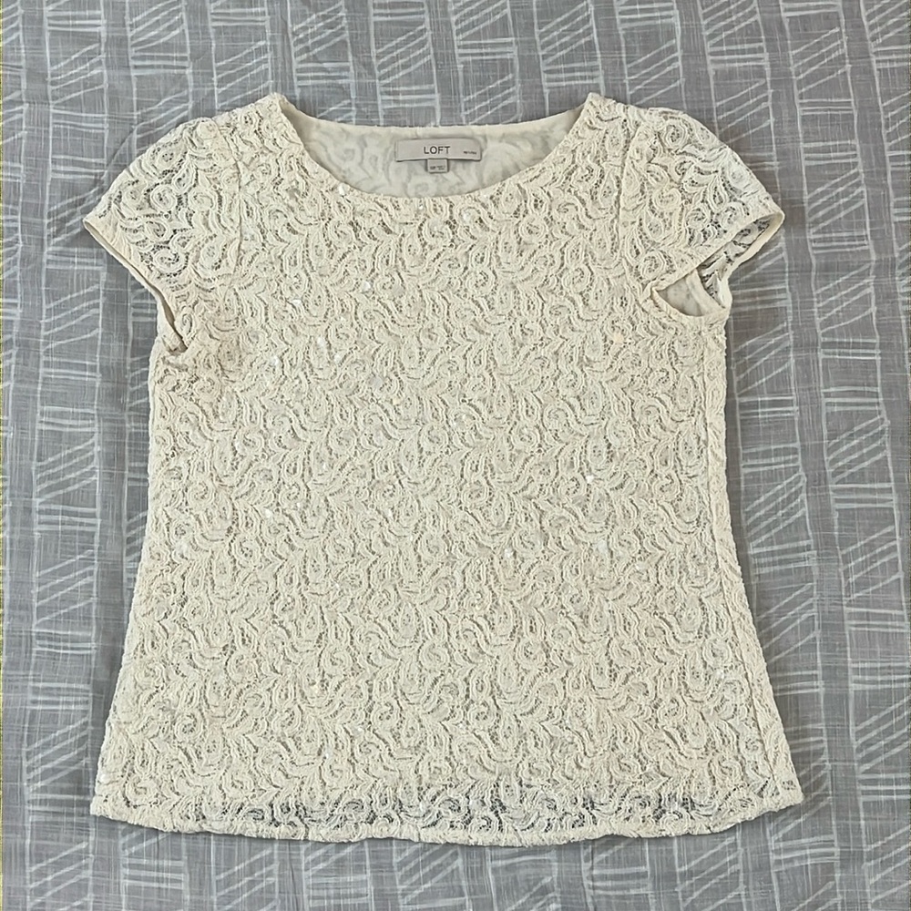 Lace Eyelet Sequin Top
